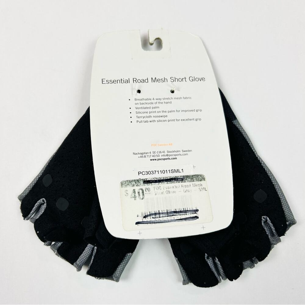 POC Essential Road Mesh Short Gloves - Black and Gray - Small - Picture 2 of 4